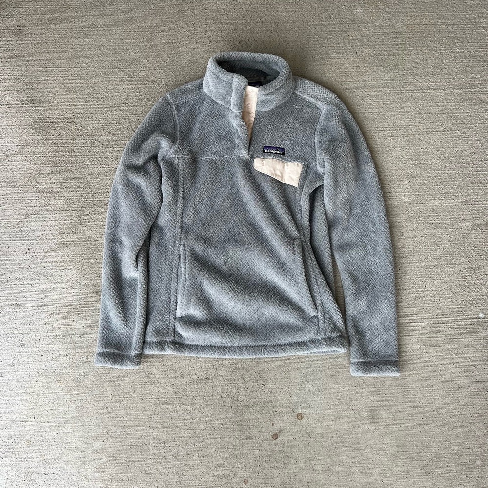 Patagonia Synchilla Snap T Fleece Pullover‎ Women's Small Gray Cream Polartec